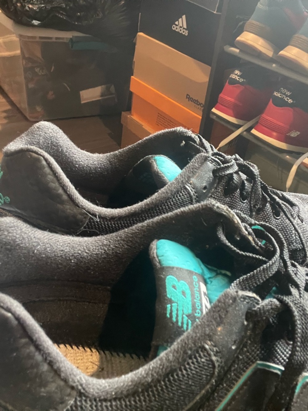 New Balance Men’s Black Sneakers with Teal Accents - Picture 6 of 6